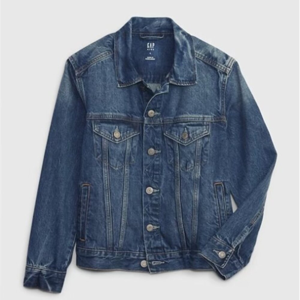 NWT New GAP Kids Denim Icon Jean Jacket Medium Wash Unisex Boys Girls Small 6/7